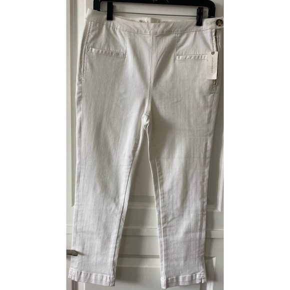 Pilcro Anthropologie High Rise Cropped White Denim Jeans Side Zip Size 30 NWT - Picture 3 of 14